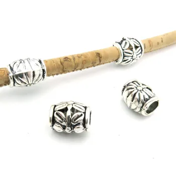 

20 Pcs for 5mm round leather Antique Silver Flower bead jewelry supplies jewelry finding D-5-5-5