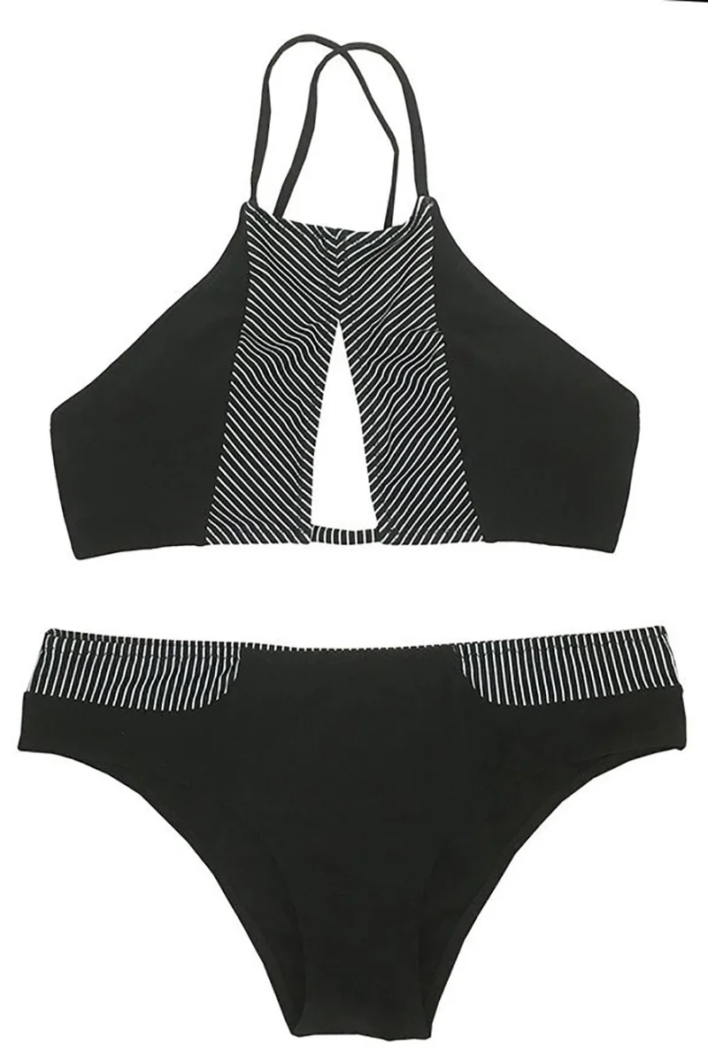 New Women Cut Out Stripe Splicing Bikini Set Patchwork Halter Swimsuit Plus Size Swimwear Bathing Suits White Black XL XXL plus-size-black-swimsuit : image New Women Cut Out Stripe Splicing Bikini Set Patchwork Halter Swimsuit Plus Size Swimwear Bathing Suits White Black XL XXL plus-size-black-swimsuit
