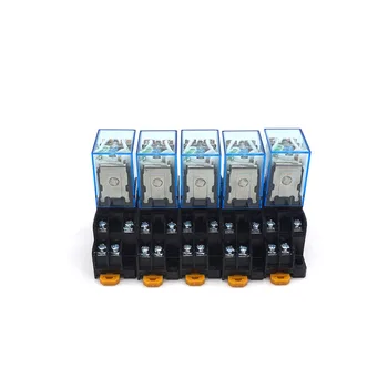 

5pcs LY2N-J DC12V 24V AC110V 220V 8 Pin Relay Coil General DPDT Micro Mini Electromagnetic Relay Switch With Socket Base