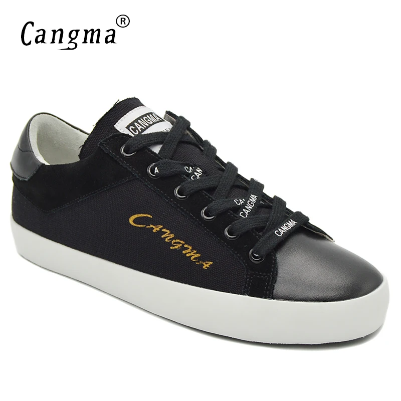 CANGMA Luxury Brand Shoes Woman Autumn Black Canvas Sneakers For Girls Breathable Womens Flats 34-48 Zapatos Casual Shoes Female