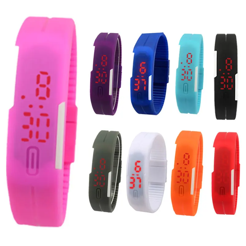 High Quality Lover Sports Watch Digital Watch Candy Color LED Silicone Waterproof Couple Smart Watch For Women Men Gift   LL