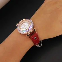Luxury Melissa Lady Women’s Watch Mother Pearl Luxury Rhinestone Crystal Fashion Hours Dress Bracelet Leather Birthday Gift