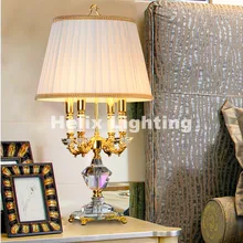 D400mm H700mm золотого цвета с украшением в виде кристаллов настольная лампа свадебный канделябр для настольной лампы E14 AC подлинные часы