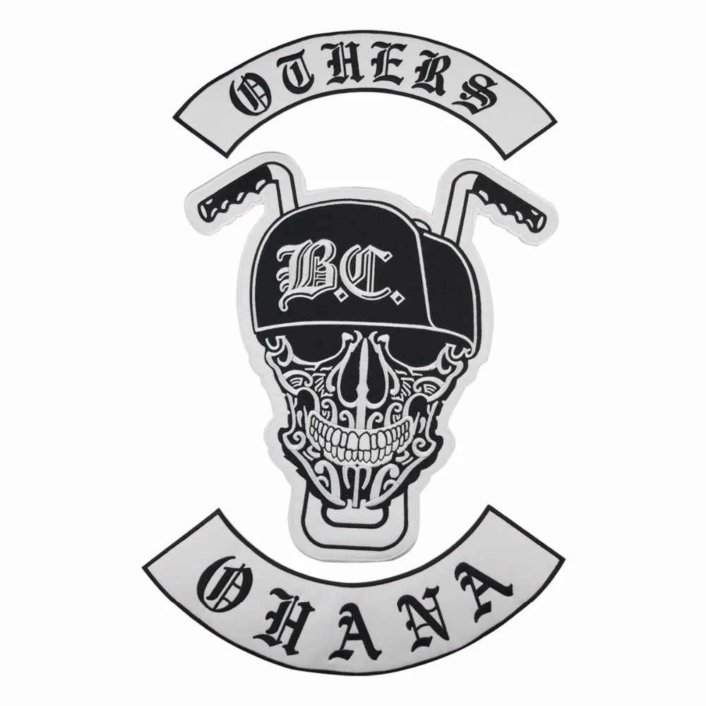 Motorcycle skull PATCH back Iron on Embroidery patches for jacket vest