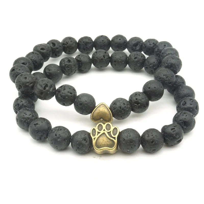 25 Styles Tree of Life Paw Charms 8mm Black Lava Stone Beads Aromatherapy Essential Oil Diffuser Bracelet Yoga Strand Jewelry