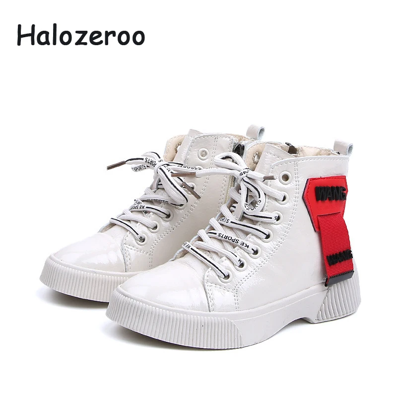 

Halozeroo New Winter Kid Warm Martin Boots Children Pu Leather Fashion Boot Baby Girl Brand Black Shoes Boy Soft Mid Calf Boots