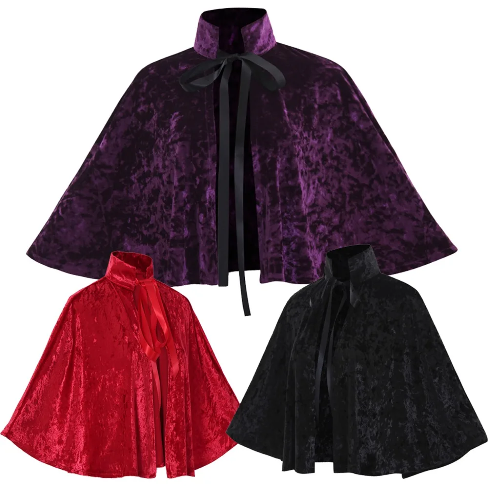 Cosplaydiy Medieval Victorian Velvet Collar Shawl Cloak Short Length