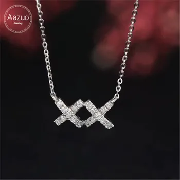

Aazuo 18K White Gold Real Diamonds IJ SI 0.11ct Letter XX Pendent Necklace For Women Engagement Wedding Real Gold Au750