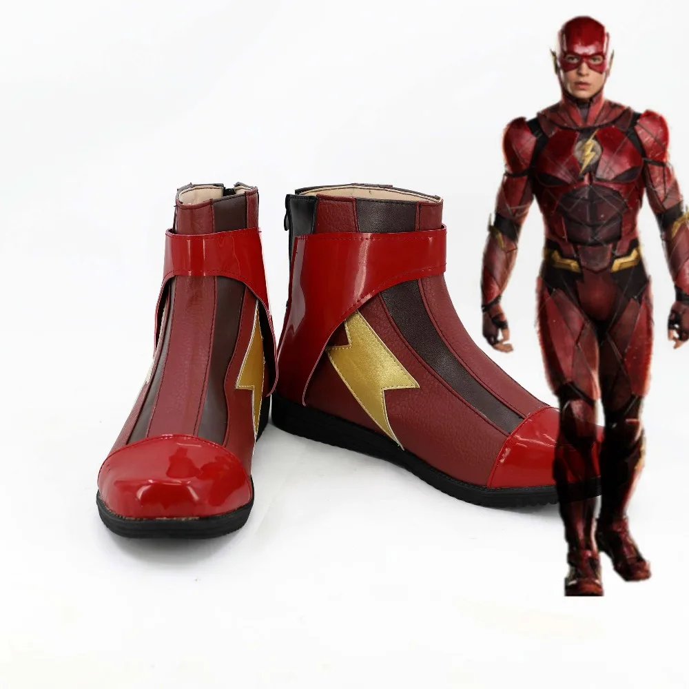 Justice League The Flash Shoes Boots Halloween Cosplay Costume Boots