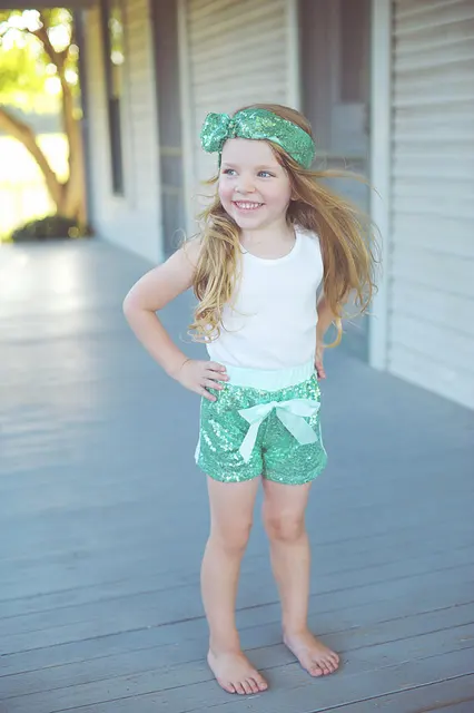 Birthday Girl Bodysuit or Tee sparkle head wrap Mint sequin shorts girls birthday outfit- girls sequin shorts baby girl headband