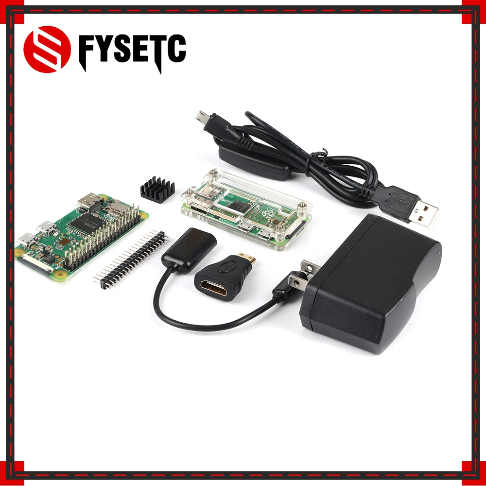 Raspberry Pi Zero WH Kit+Acrylic shell+Power Adapter+GPIO Header+ HDMI +5V 2A US Power Supply+5MP M