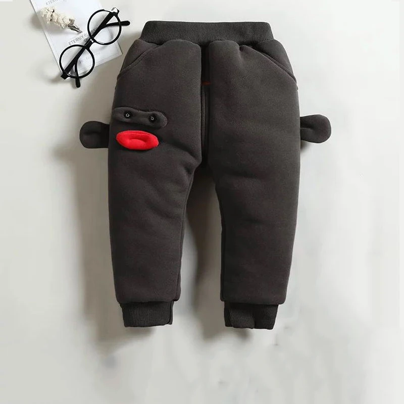 Брюки для малышей; зимняя одежда для мальчиков и девочек; плотные бархатные брюки; трехслойные теплые штаны для малышей - Цвет: 02