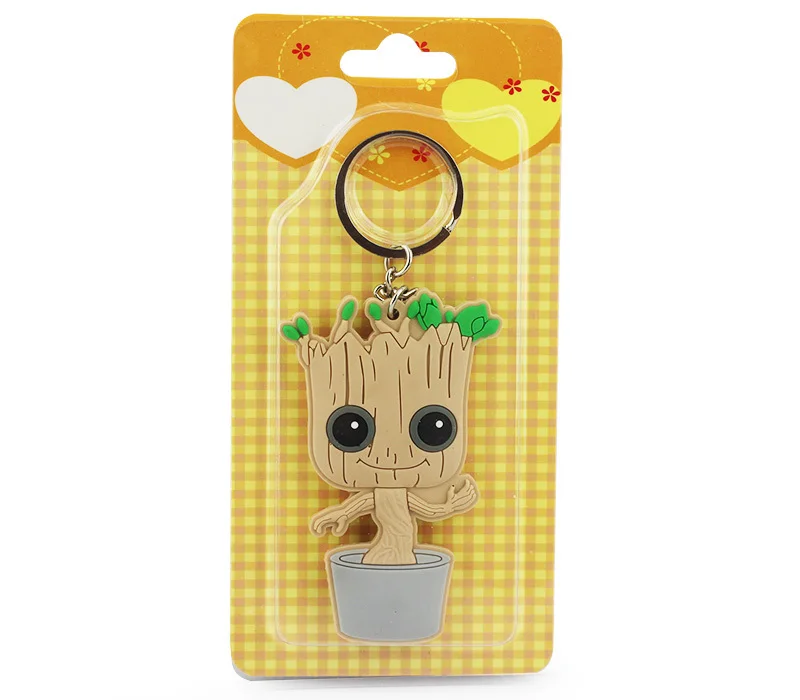 

Retail 8cm Guardians of the Galaxy Tree Man People Groot PVC Keychain Pendants With Blister Card Free Shipping