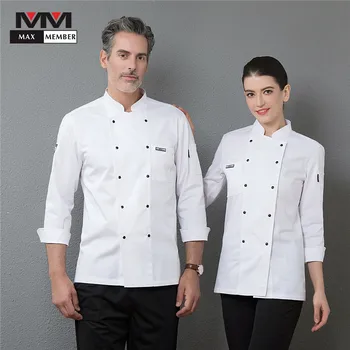 

Double Breasted Long Sleeve Chef Cuisinier Work Jackets Cocina Restaurant Kitchen Cooking Uniforms Food Service Canteen Overalls