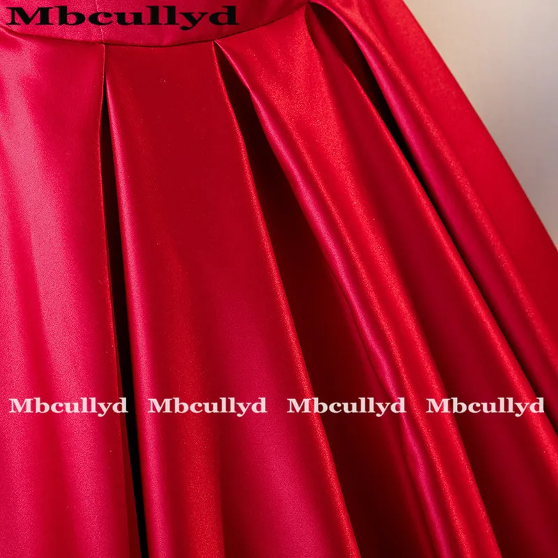 Mbcully красные атласные трапециевидные Длинные платья подружек невесты платье для свадебной вечеринки для женщины подружки невесты платье длиной до пола vestido длинное
