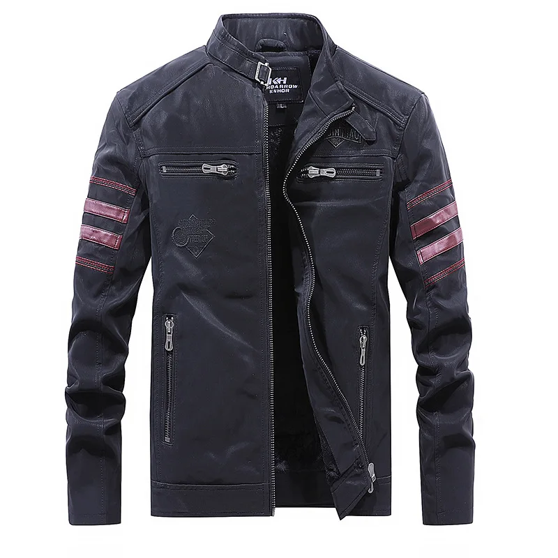 Dropshipping New Arrivals Mens Leather Jackets Men Casual Plus Velvet Thick Slim PU Jacket Coat Fashion Men's Embroidery Outwear Dropshipping New Arrivals Mens Leather Jackets Men Casual Plus Velvet Thick Slim PU Jacket Coat Fashion Men's Embroidery Outwear