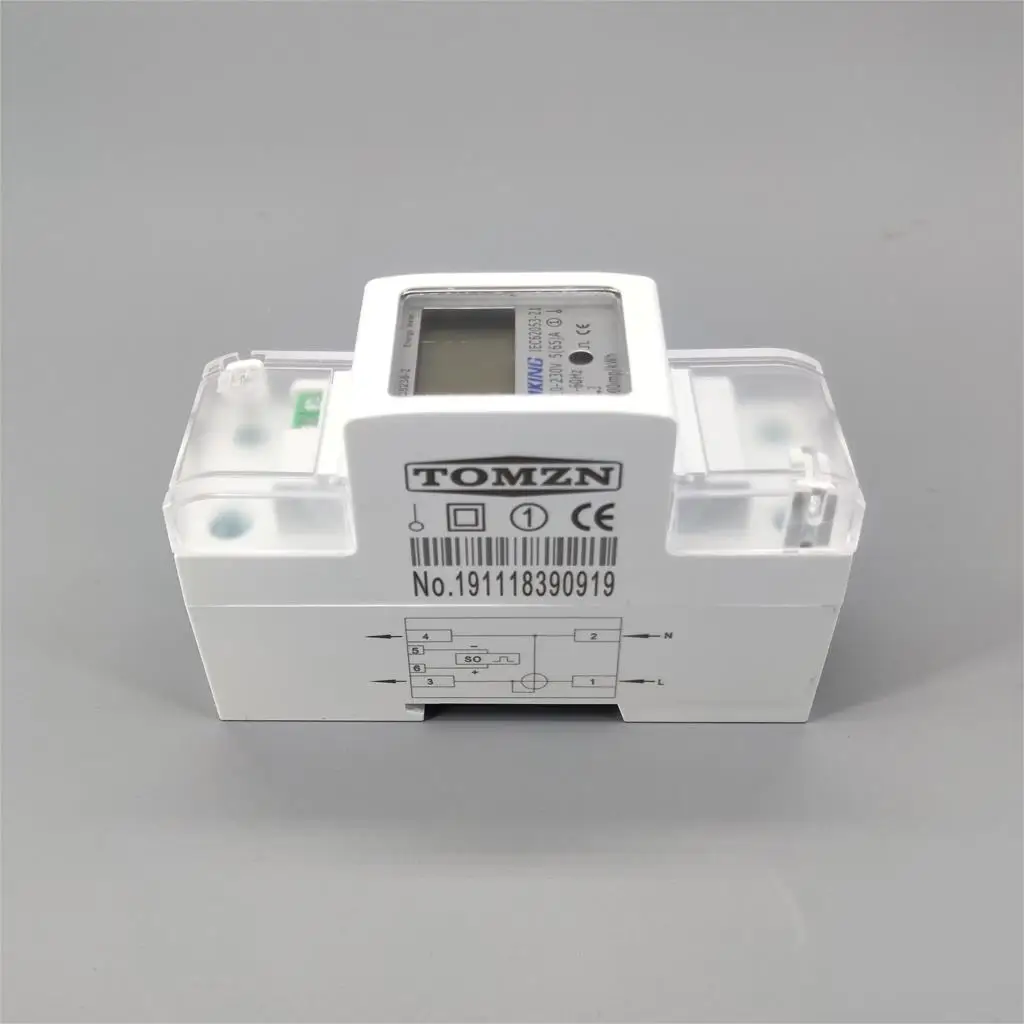 Однофазный счетчик энергии 5(65)A 65A 220V 230V 60HZ 50HZ на din рейке кВт/ч Ватт час рейка ЖК