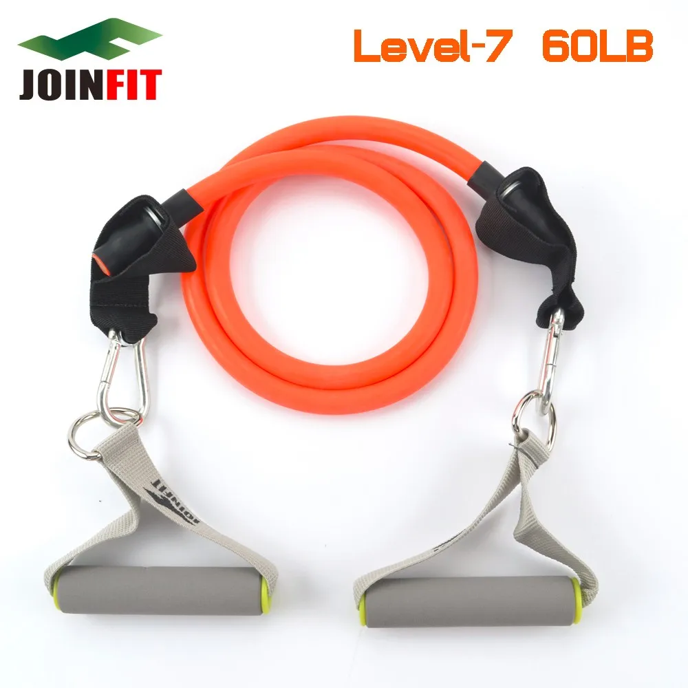 

7 Color Resistance Levels: 5 to 60 lbs/Tube Length 48 inch Resistance Power Tubes Bands with Handles