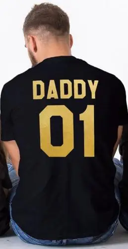 Семейные комплекты г. Лидер продаж, хлопковая Футболка для всей семьи летние футболки для папы, мамы и ребенка с забавными буквами и цифрами - Цвет: gold daddy 01