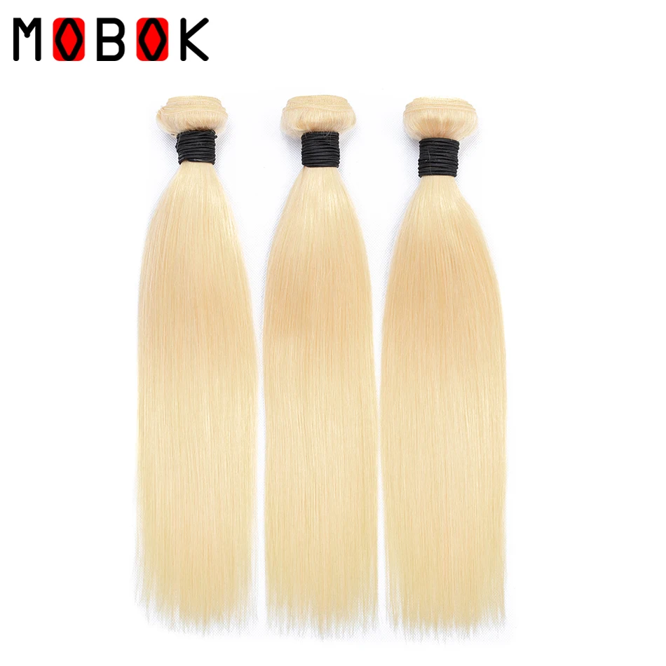 

Mobok 613 Blonde 3 Brazilian Hair Bundle Straight Weave Non Remy Human Hair Weft 26 28 30 32 34 36 38 40 Inch Free Shipping