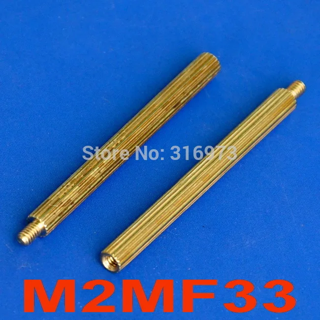 (100 pcs/lot) 33mm Threaded M2 Brass Male Female Standoff, Spacer.m2