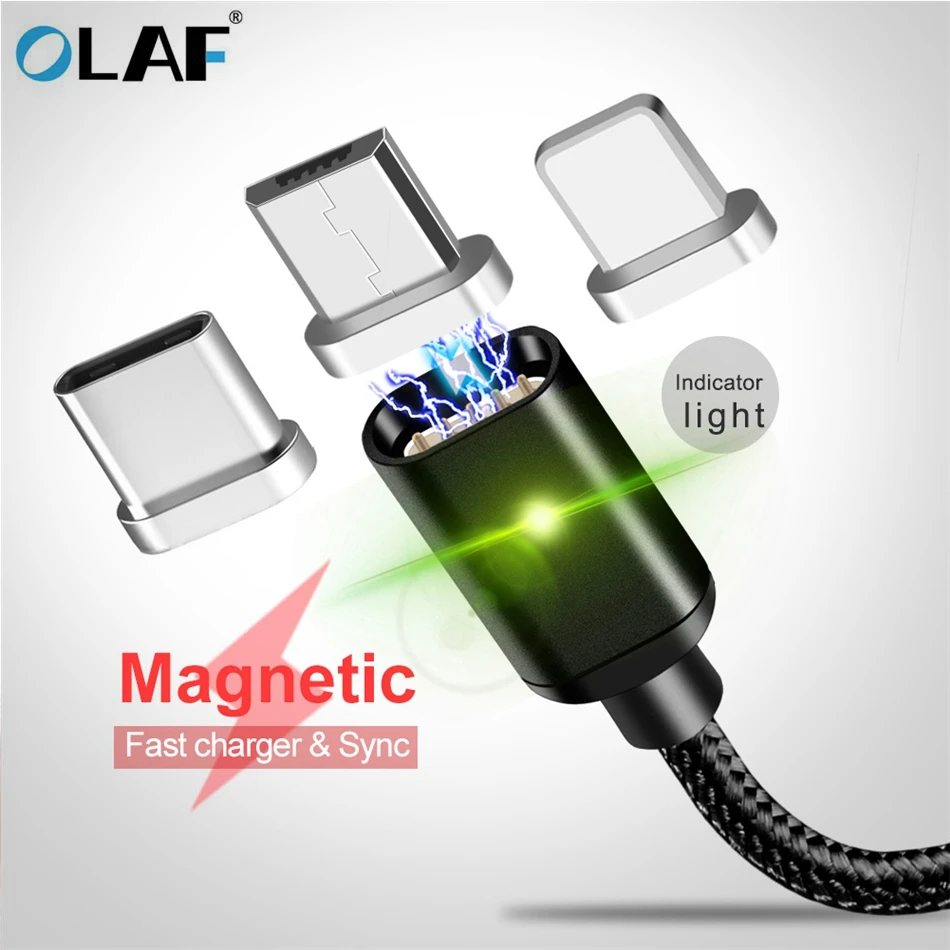 

OLAF Magnetic USB Cable For iPhone Type C Magnet Charger Data Charging Charge Micro USB Cable For Android Mobile Phone Cables
