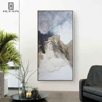 

Singel Abstract Modern Painting Floating Gold Web Against Dark Background Profound Simplicity HD Oil Canvas Printing Mural Decor