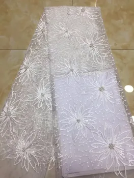 

beautiful embroidered tulle lace fabric Newest french lace fabric Embroidered tulle mesh fabric david-7808 with sequins