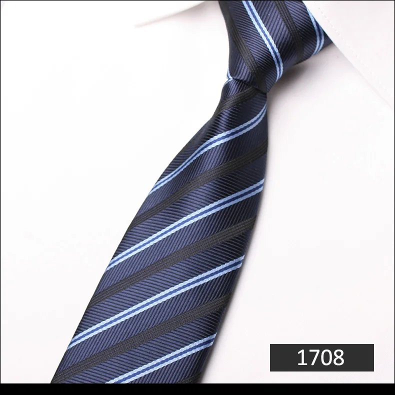 7 см галстук с молнией для мужчин синий полосатый на молнии Галстуки формальный рабочий галстук мужской деловой костюм галстук Gravata простой легко тянет - Цвет: 1708