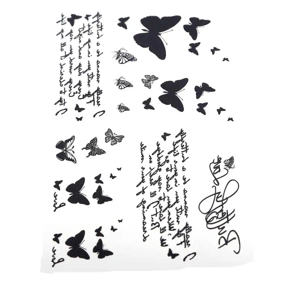 New Arrival 14 5 9 5cm Butterfly Letter Design Waterproof Water Transfer Tatoo Sticker Temporary Tattoo Temporary Tattoo Designer Temporary Tattoosdesigner Tattoos Aliexpress