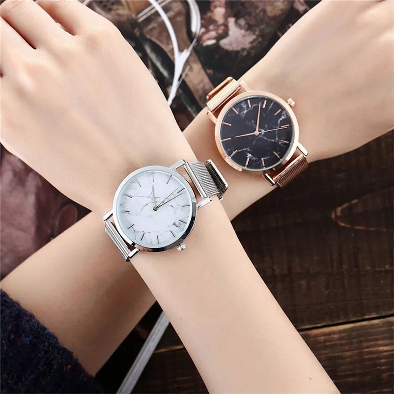 Relogio Feminino модные женские часы с мраморной поверхностью золотые из нержавеющей
