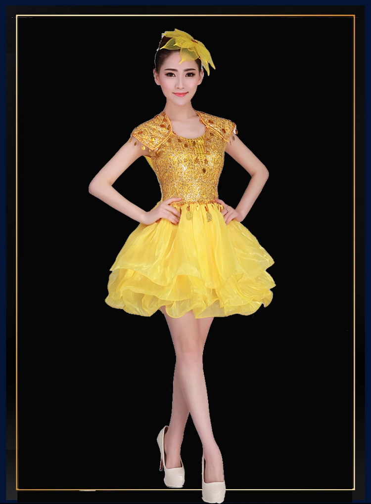

Adult female modern dance costumes sequined dress dance clothing square dance clothing stage performance clothing