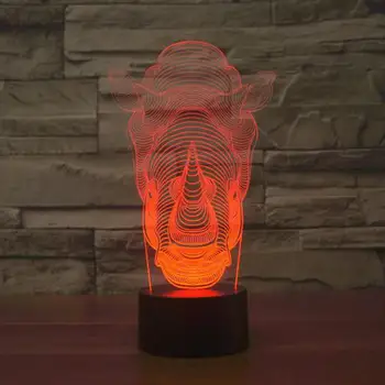 

Rhino colorful 3D lamp LED gradient touch switch stereo Table Lamps Novelty Luminaria Led 3d Light Fixtures Usb Led Night Light