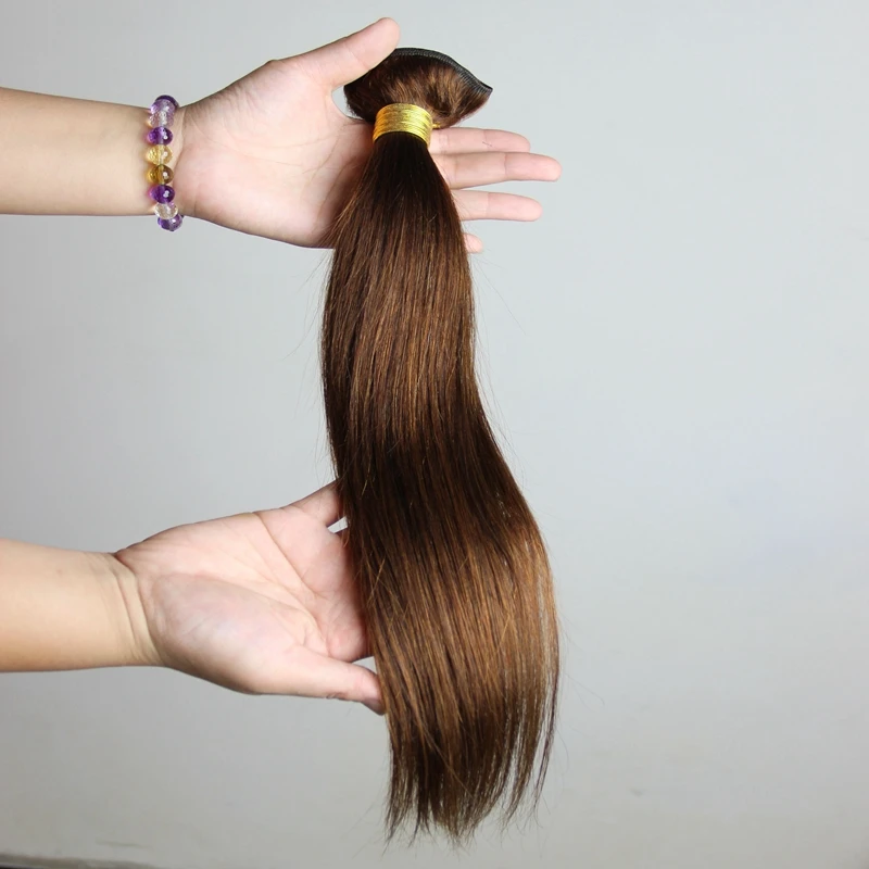 

1PC 7A Brazilian Medium Brown Hair Extensions Straight Color 4 Brown Hair Weave Bundles 12-24'' Brown Human Hair Tissage LS101