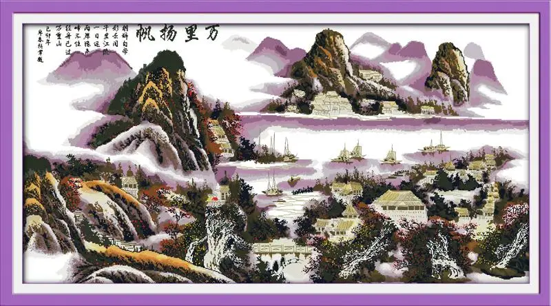 

Free Sailing to farway to our dream 11CT DIY Needlework DMC Cross Stitch Kit Sets for Embroidery Knitting Needles Crafts costura