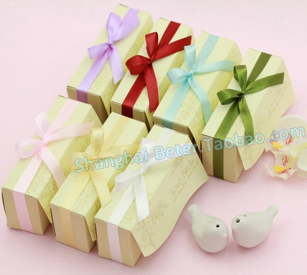 60 шт./лот(30 коробки) идеальный маленький свадебный подарок для гостей любовь птицы солонки и перечницы свадебной для вечерние подарок пользу