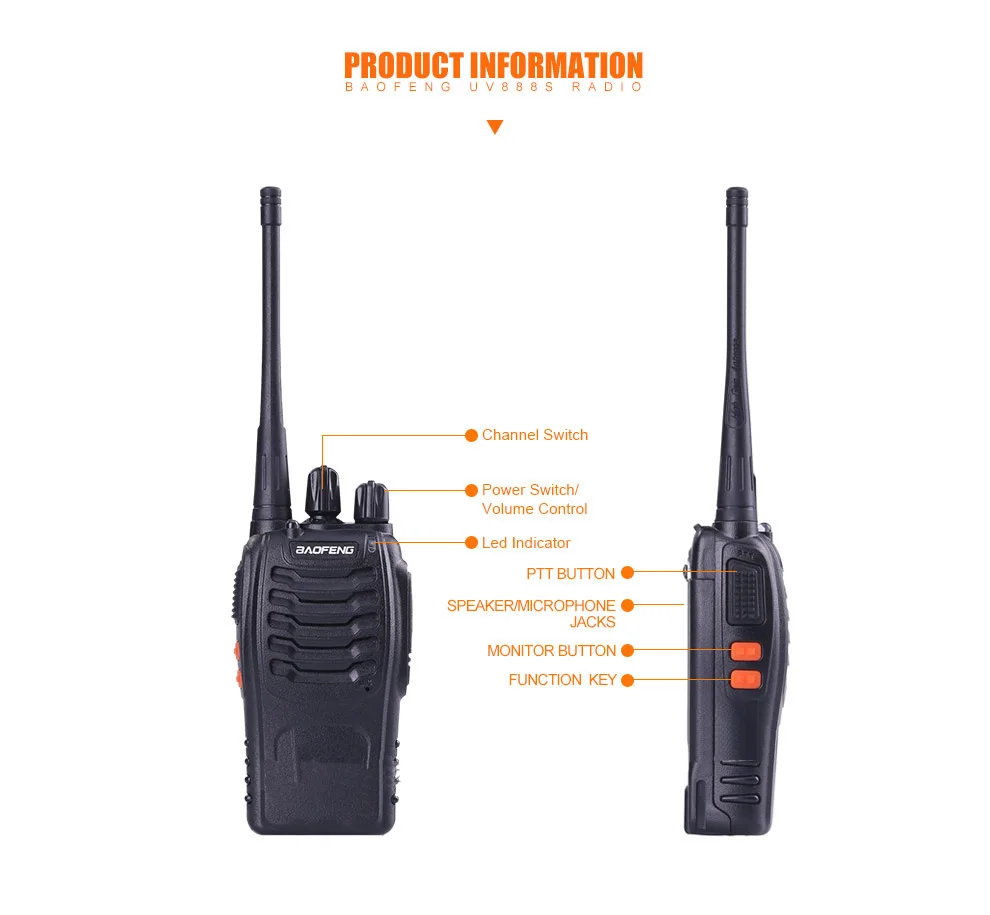 Baofeng BF-888S UHF 400-470 МГц 5 Вт VOX 16 CH портативный двухстороннее радио BF888S woki toki