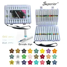 12 24 цвета Блестящий наконечник краски акварельный художественный маркер чернила Стеллы блеск надписи для рисования