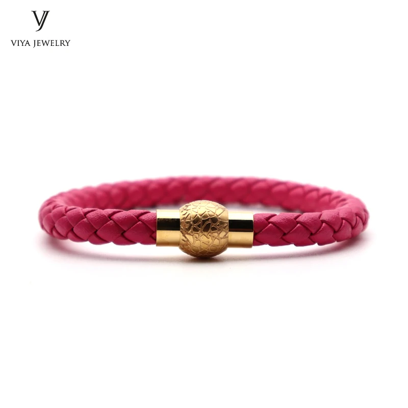 Colorful Braided leather bracelet With Magnet Lock Hardware Magnetic Closure Women Leather Bracelet Best Friendship Gift Has Box(9)