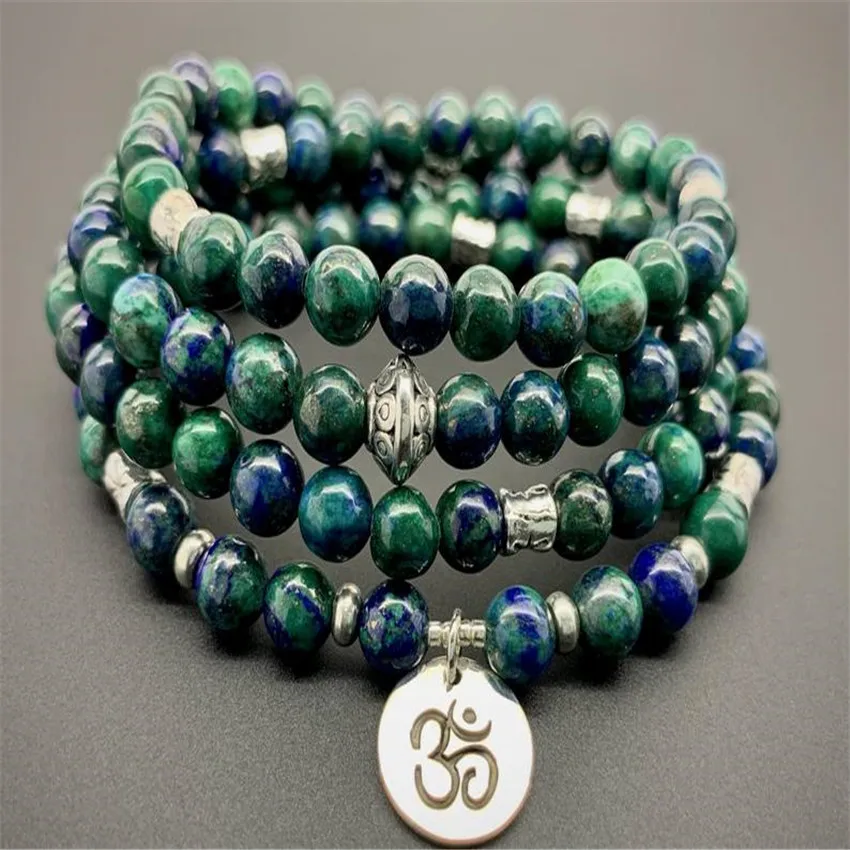 6 мм Азурит 108 бусины мала буддийский браслет ожерелье Исцеление шик ручной работы на запястье благословить дешево Сутра медитация чакра монах горячая распродажа