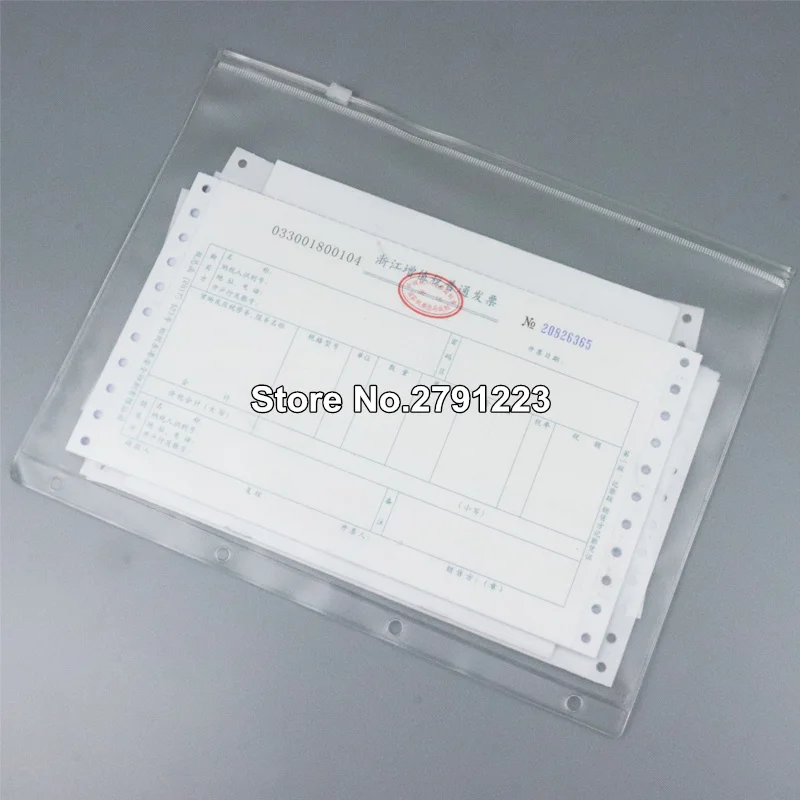 A4/B5/A5/A6 ПВХ мешки стандартные отверстия прозрачная свободная сумка с изображением листа поставляется с самостильной застежкой-молнией для подачи документов 20 шт