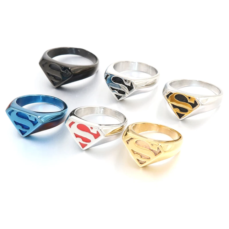 316L, нержавеющая сталь, новинка, хит, Супермен, серебро, черный, синий, Eed, панк кольцо, мужское и женское кольцо, индивидуальное кольцо