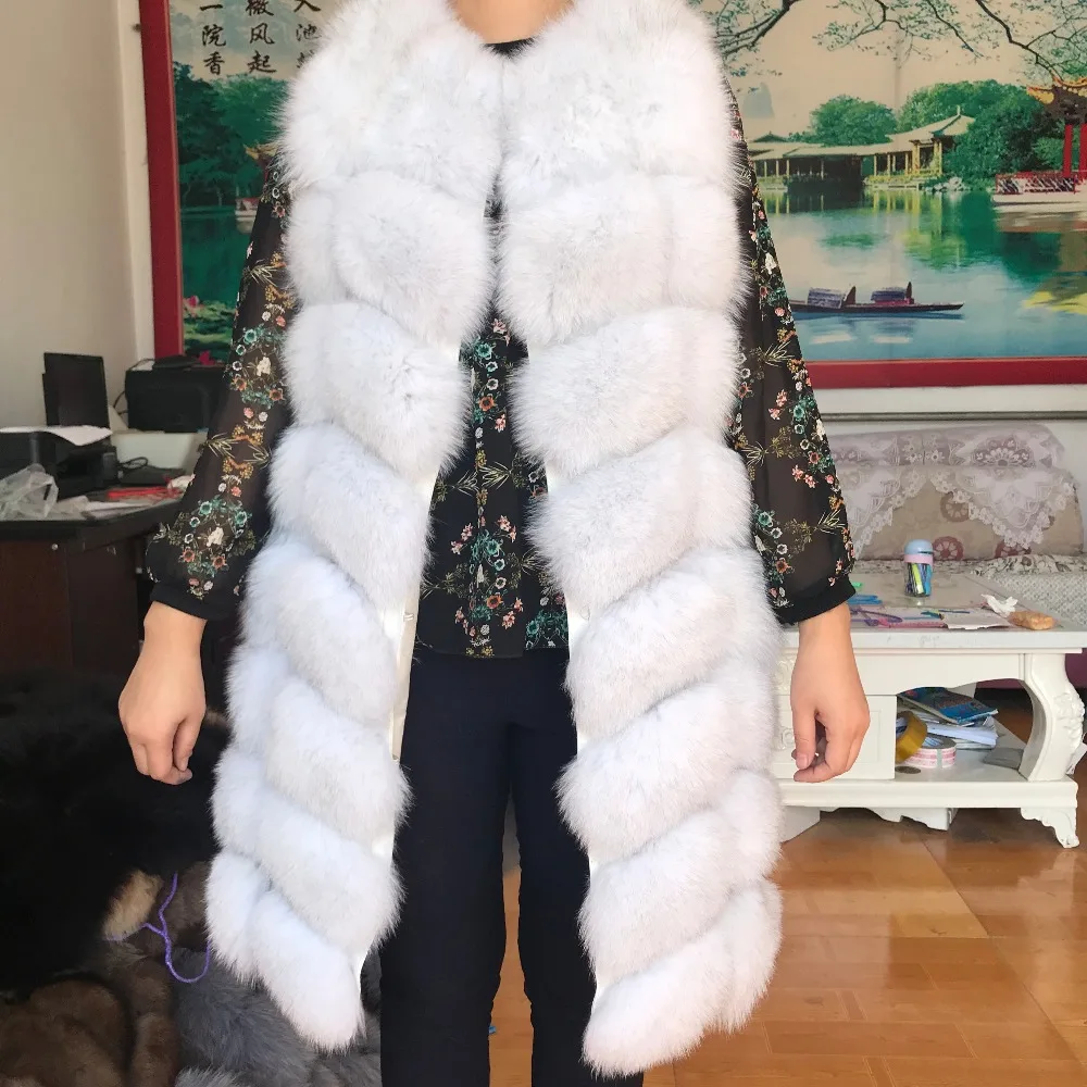 Cm Gilet Red Renard Longue Manche 01 90 Vraie De 02 Brown Veste Manteau Nouvelle Vêtements Hiver Réel Dark 03 Femme 08 Blue D'extérieur Grey Khaki Paragraphe 06 Fourrure Light Grey 05 White 2018 Sans Automne 07 0qIFt0
