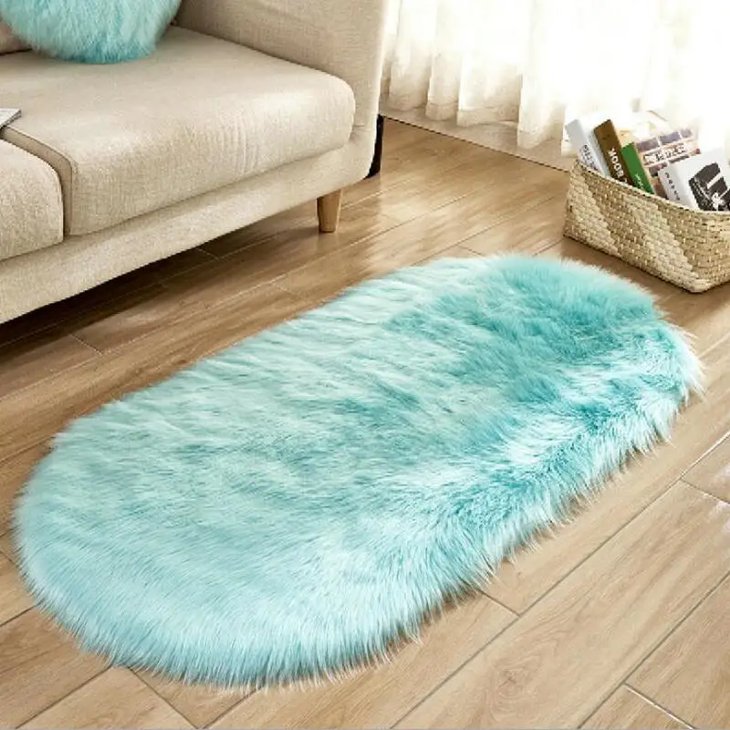 Us 17 21 28 Off Oval Nursery Carpet Soft Gy Blue Rugs For S Bedroom Bedside Floor Mat Faux Fur Fluffy Area Plush Sofa Cover In Rug