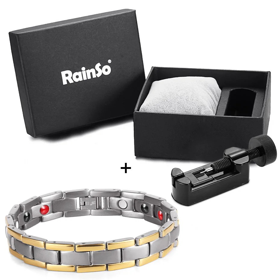 RainSo унисекс браслет, ювелирные изделия с бриллиантами браслет для женщин мужчин Германий магнитотерапия здоровый био энергии артрит - Окраска металла: bracelet set