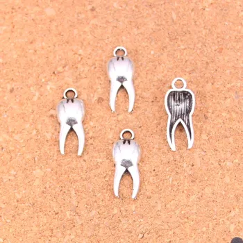 

150Pcs Antique Silver Plated zombie tooth teeth molar Charms Diy Handmade Jewelry Findings Accessories 20*8mm