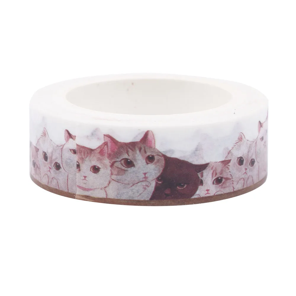 

1Pcs Washi Tape Packed With Paper Tape Onlookers Cats May Tear Tape 15mm * 10m Masking Tape Material Escolar Diy Photo Album
