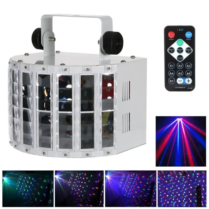 

9 Color LED Butterfly Lamp Remote Control Sound Activated DMX 512 Controller Lamp KTV DJ Bar Club Stage Flashlight