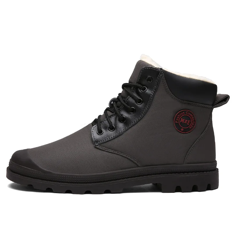 ZYYZYM/мужские зимние ботинки стильные модные уличные зимние ботинки на шнуровке теплые мужские ботинки Zapatos De Hombre - Color: Black