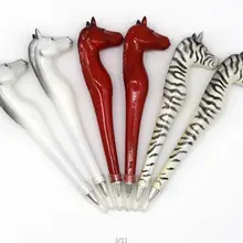 100 шт./партия, новая арравиальная кратичная пластиковая ручка для лошадей, рекламная лесная ручка, многоцветная шариковая ручка Зебра, зверушки в подарок, ручка